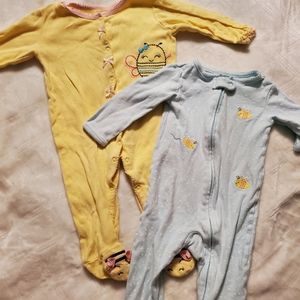 6-9 month bumble bee pajamas 2 pair used.